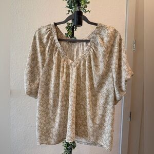 LOFT Cream Floral Blouse